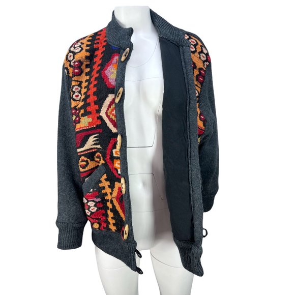 Vintage Leather & Kilim Product by SAO Wool Jacket Sz Large Unisex - Picture 10 of 11